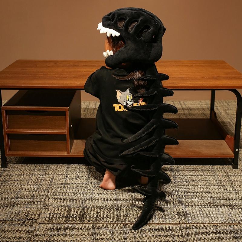 Dinosaur Skeleton Headgear Pillow, 4 Color Options Available, Unisex Cushion, Perfect for Party Cosplay and Sofa Lounging