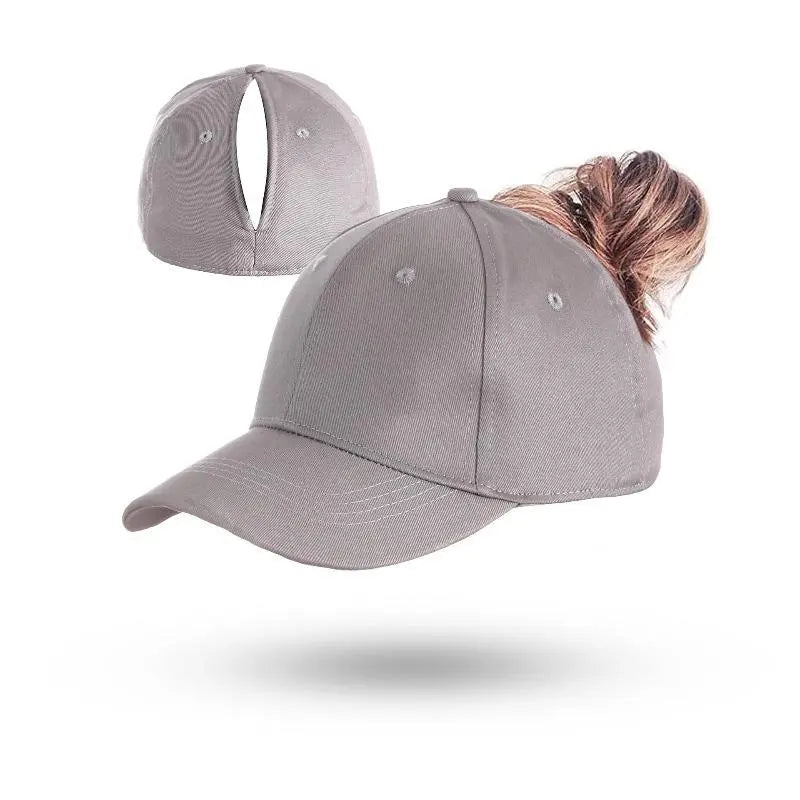 Magnetic Ponytail Baseball Cap – Adjustable Cotton Hat for Women