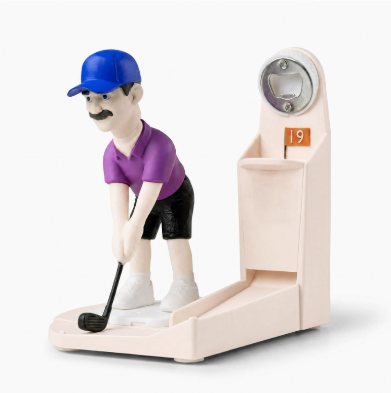 Golf Bottle Opener Caddy β Novelty Golfer Beer Holder & Built-In Cap Opener Gift for Men