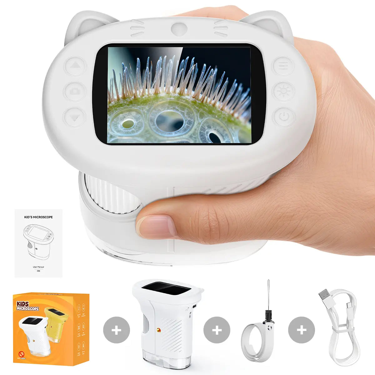 【2026 Upgrade】 1000X Handheld Microscope for Kids with 4K 2.0" Screen, Photo & Video Camera, Rechargeable and Portable, a Fun STEM Gift & Birthday Present for Ages 3+