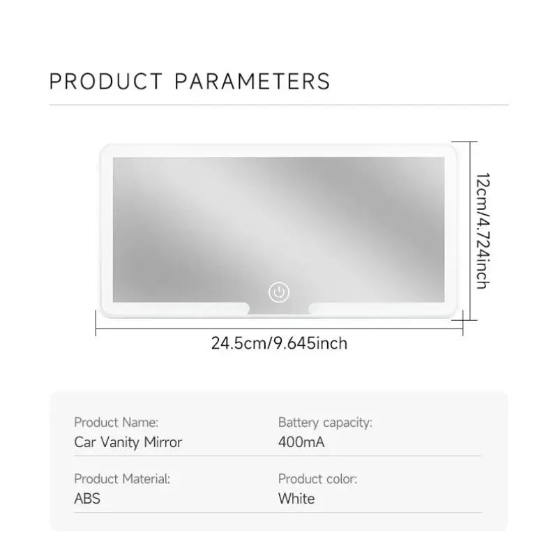 LED Car Sun Visor Mirror Led Light, Touch-Control Dimmable Rechargeable Car Interior Mirror, Auto Accessory