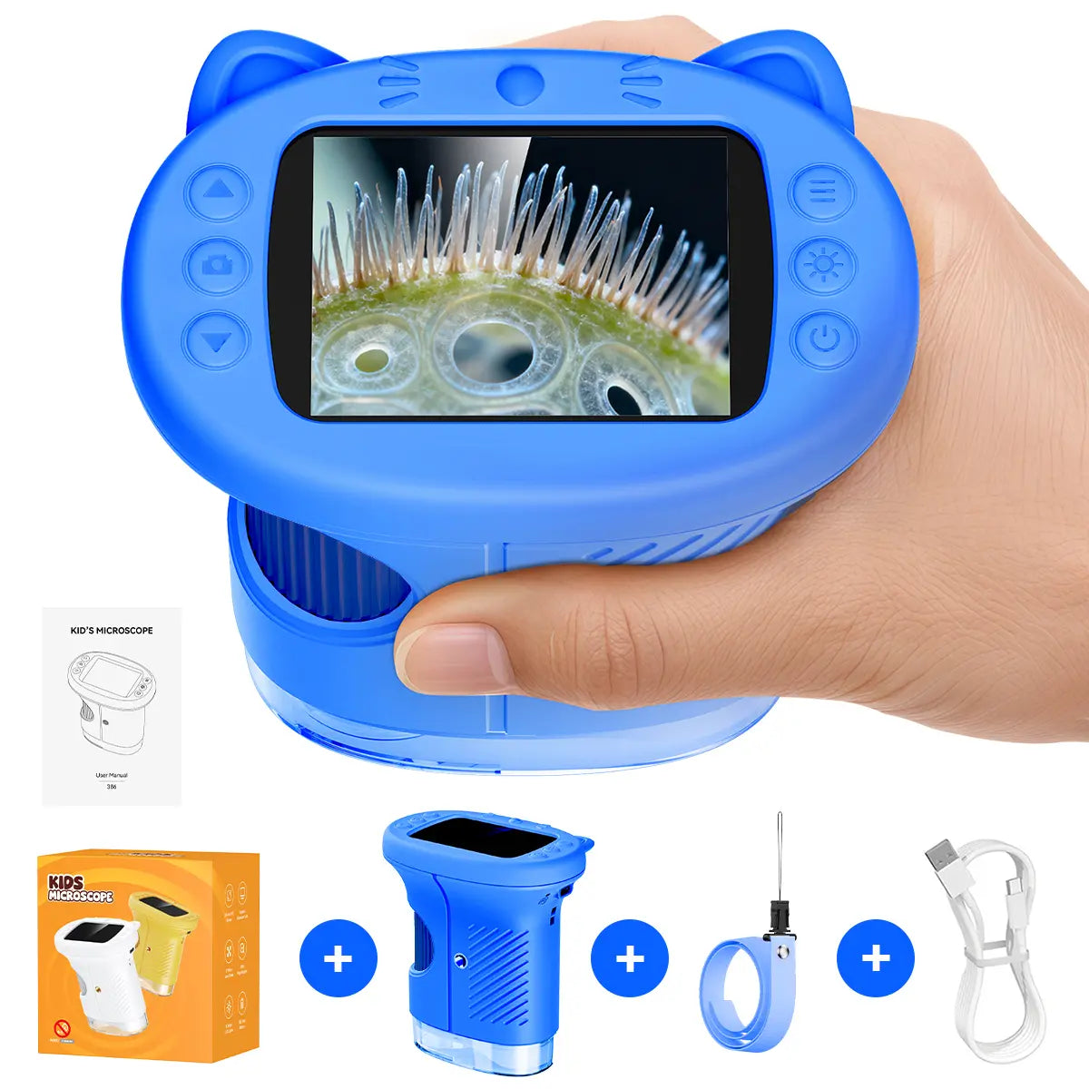 【2026 Upgrade】 1000X Handheld Microscope for Kids with 4K 2.0" Screen, Photo & Video Camera, Rechargeable and Portable, a Fun STEM Gift & Birthday Present for Ages 3+