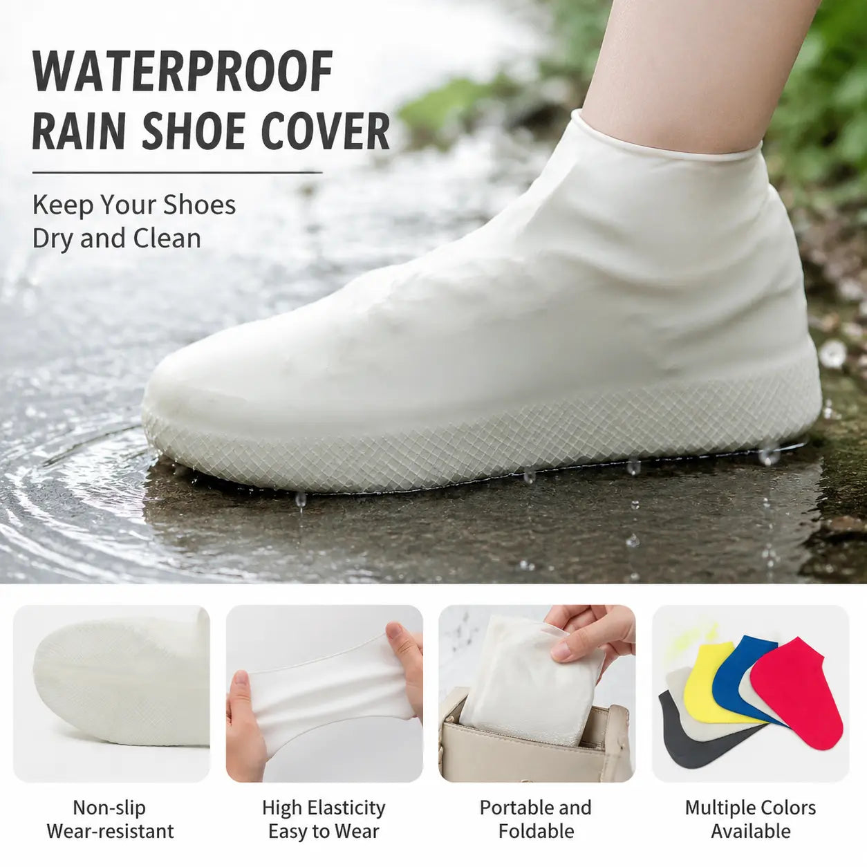 1 Count, Waterproof Anti-slip Thickened Wear-resistant Stretchy Shoe Covers for Outdoor Rainy Day Walking and Daily Travel