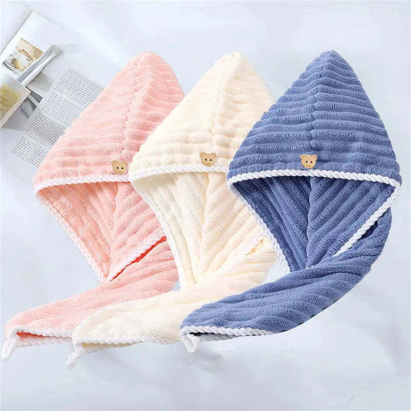 3 Pack Microfiber Hair Towels – Quick Dry Super Absorbent Hair Wraps
