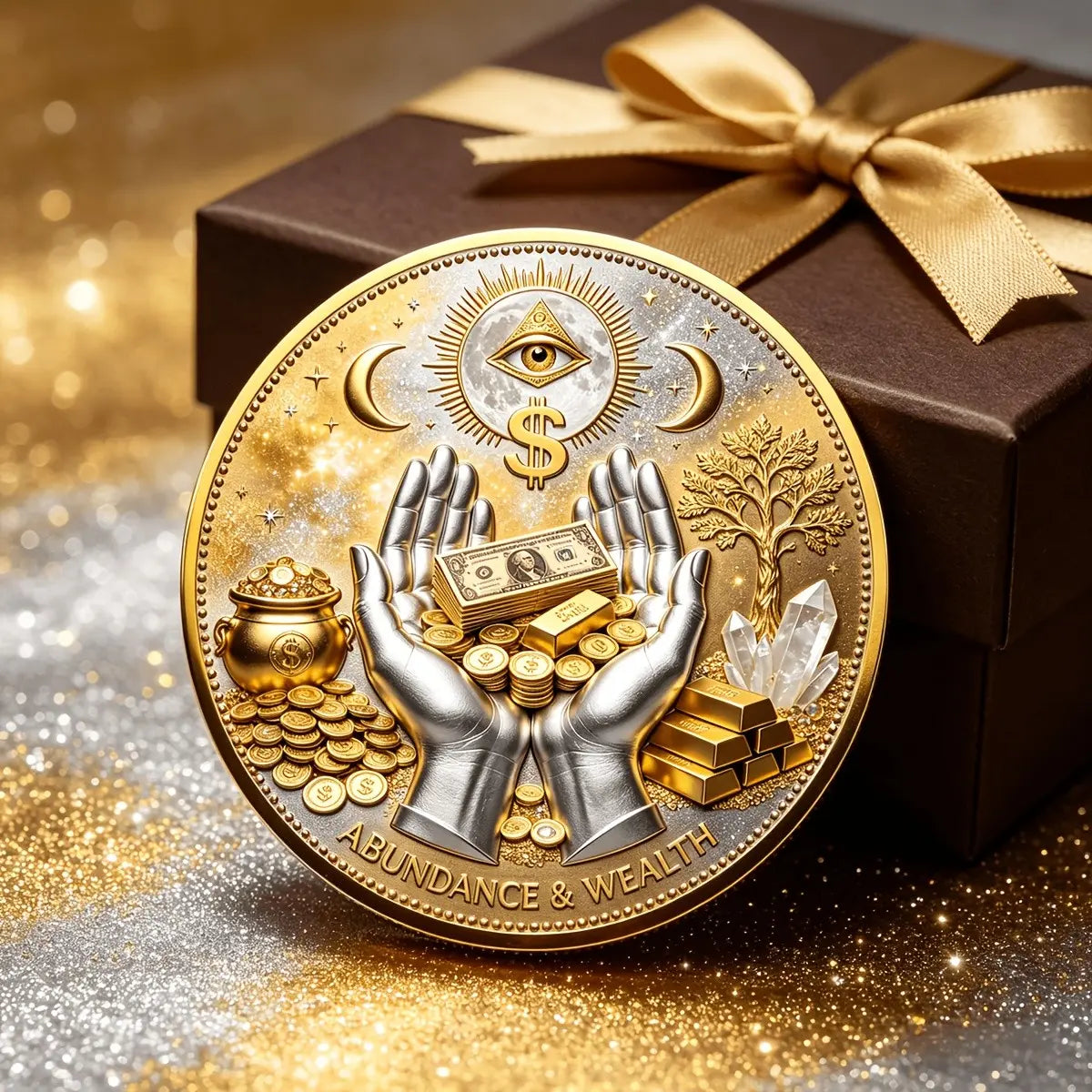 3D Wealth Prosperity Coin, All-Seeing Eye Collectible, Luck Charm, Portable Fortune, Ornaments