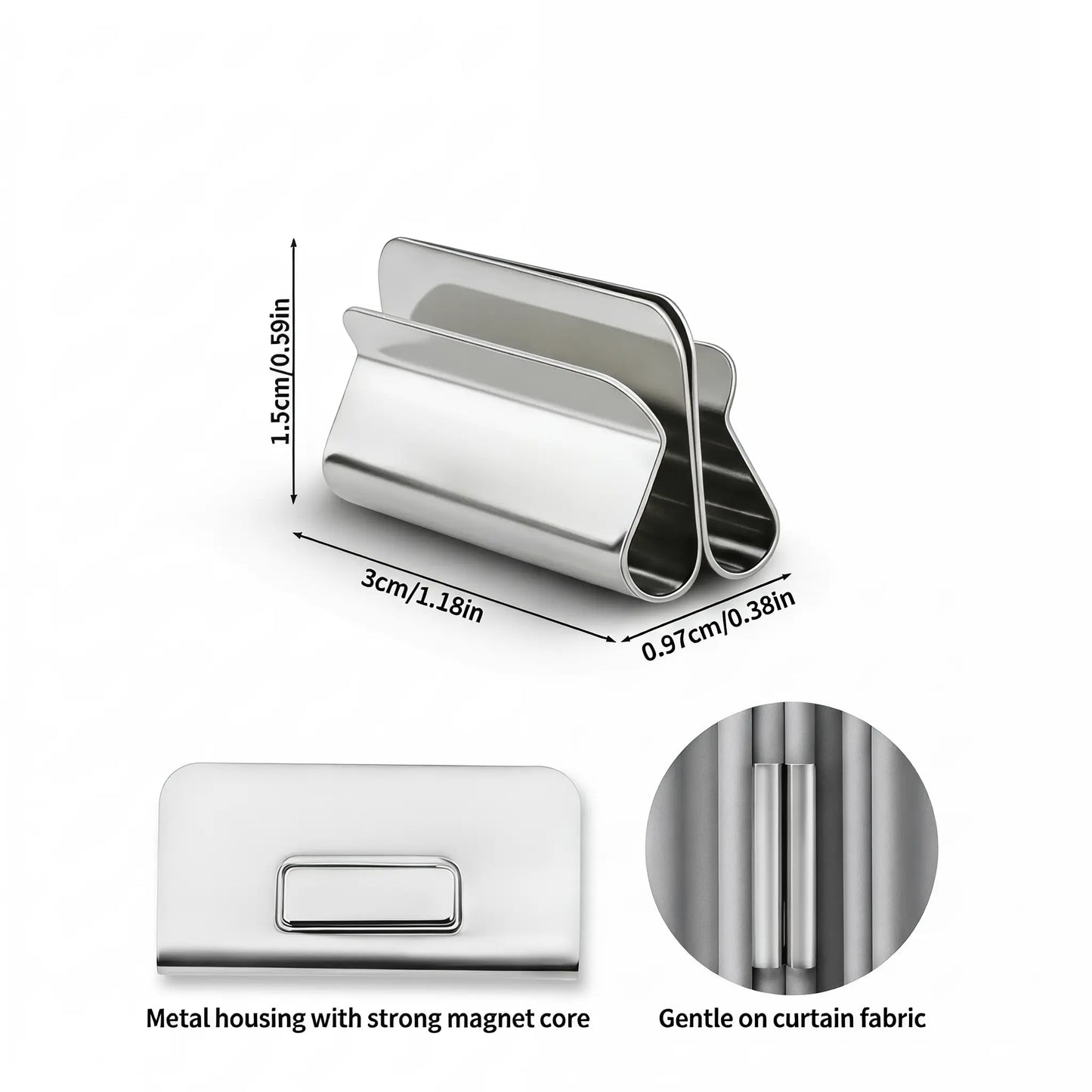10 Pairs The New Magnetic Curtain Clips | Strong Double-Sided Light Blocking Magnets, No-Pin No Damage Curtain Closure for Blackout Curtains, Shower Liners, Bedroom Office-YY