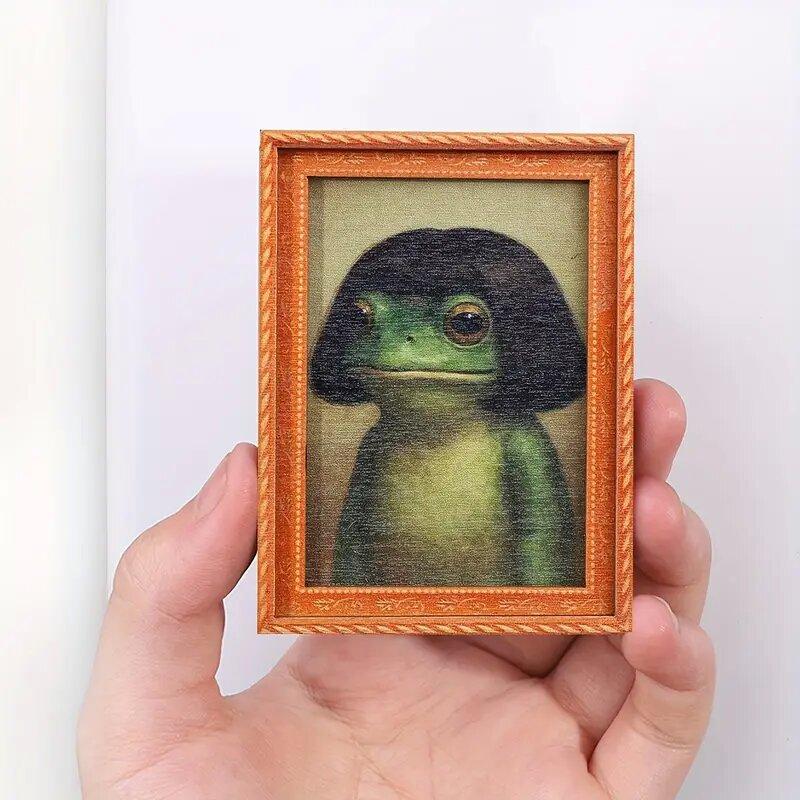 1pc Funny Frog Magnet - Mini Fridge Magnet with Green Frog & Haircut, Modern Kitchen Decor, Durable Wood Construction for Refrigerator, Fridge