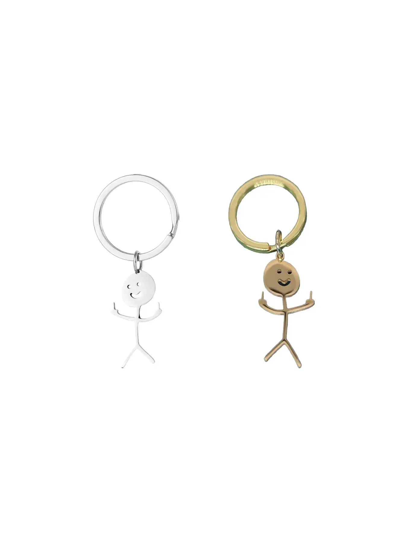 Cartoon Figure Shaped Keychain for Men & Women, Stainless Steel Keychain, Metal Key Chain, Cute Key Ring