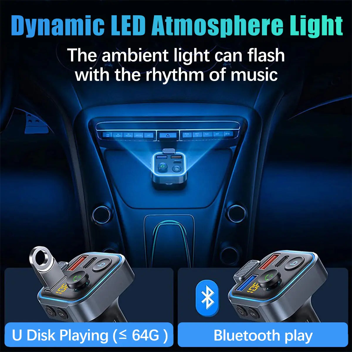 【Father's Day Gift】Bluetooth 5.0 FM Transmitter – Dual USB Fast Car Charger & Hands-Free Calling