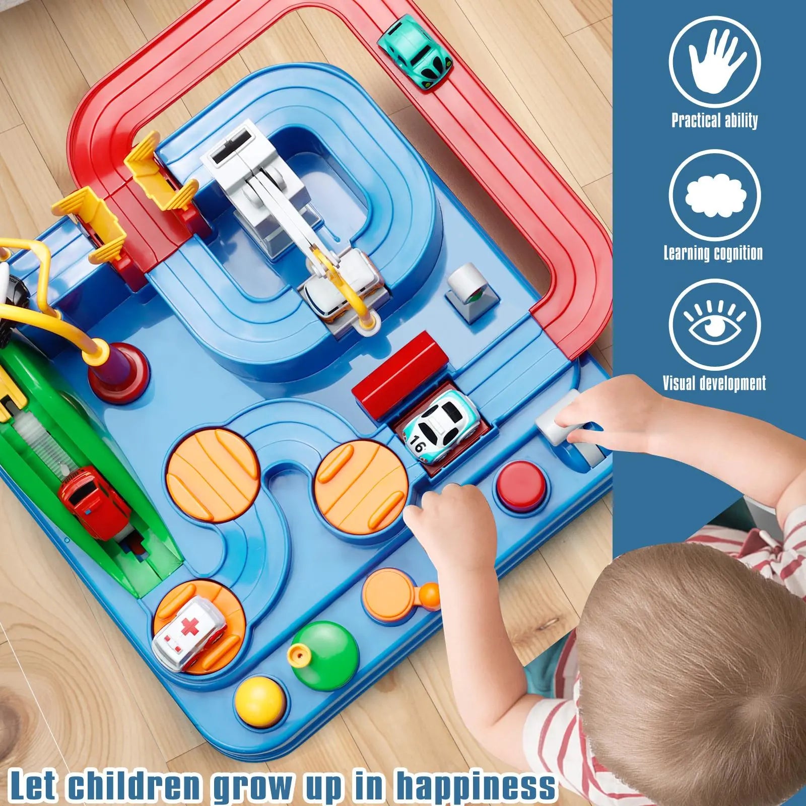 Kids Race Track Adventure Toy – Interactive Puzzle Track Playset with 6 Cars, Builds Thinking & Fine Motor Skills, Safe & Easy Assembly