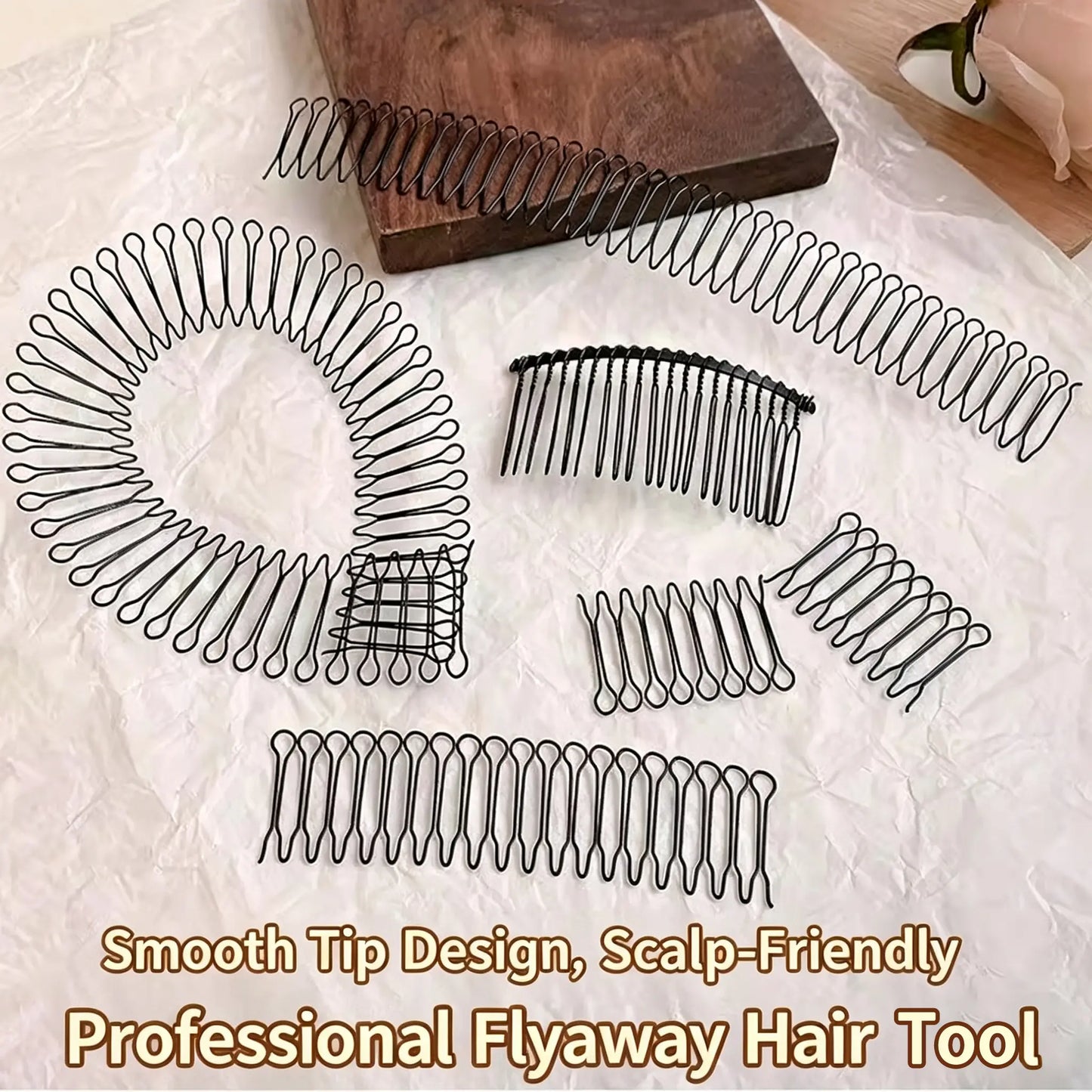 U Shape Hair Finishing Fixer Comb, 3 Pieces Bobby Bangs Holder Styling Tool Stretchable Hair Pin U Shape Wavy Comb Clips Spring Headband Circle Styling Black Pins Bun Hairpins for Women Girl