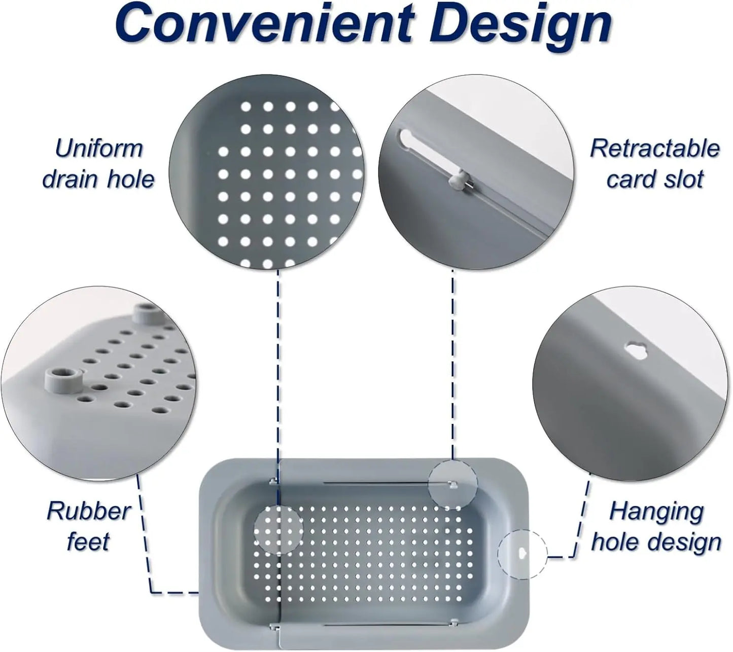 Collapsible Sink Colander Basket – Expandable Fruit & Vegetable Washing Strainer