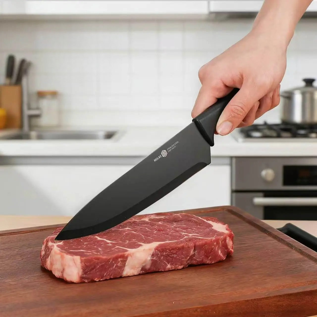 8-Piece Kitchen Knife Set – Stainless Steel Knives with Knife Block