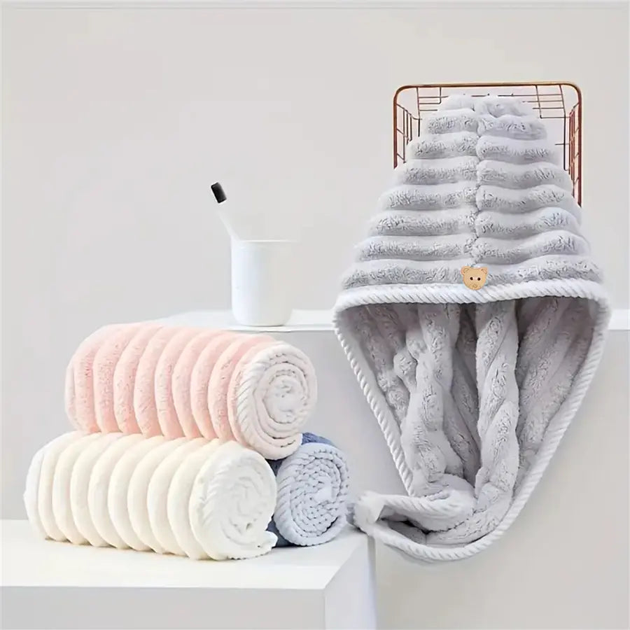 3 Pack Microfiber Hair Towels – Quick Dry Super Absorbent Hair Wraps