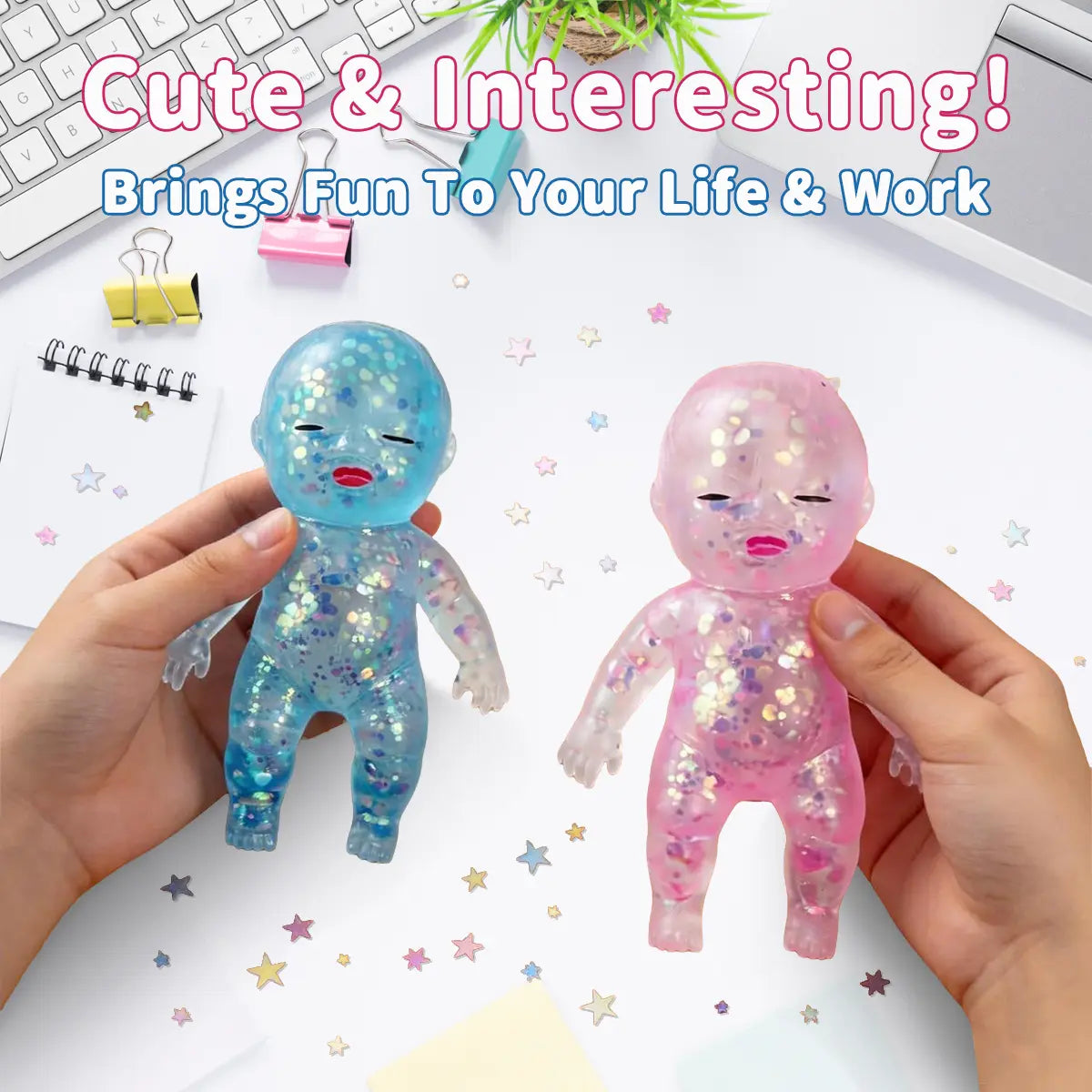 3 Pack Glittery Slow Rising Squishies 4 Inch Soft Squeeze Fidget Toy Anxiety Relief Desk Decor Kids Birthday Gift Party Favor