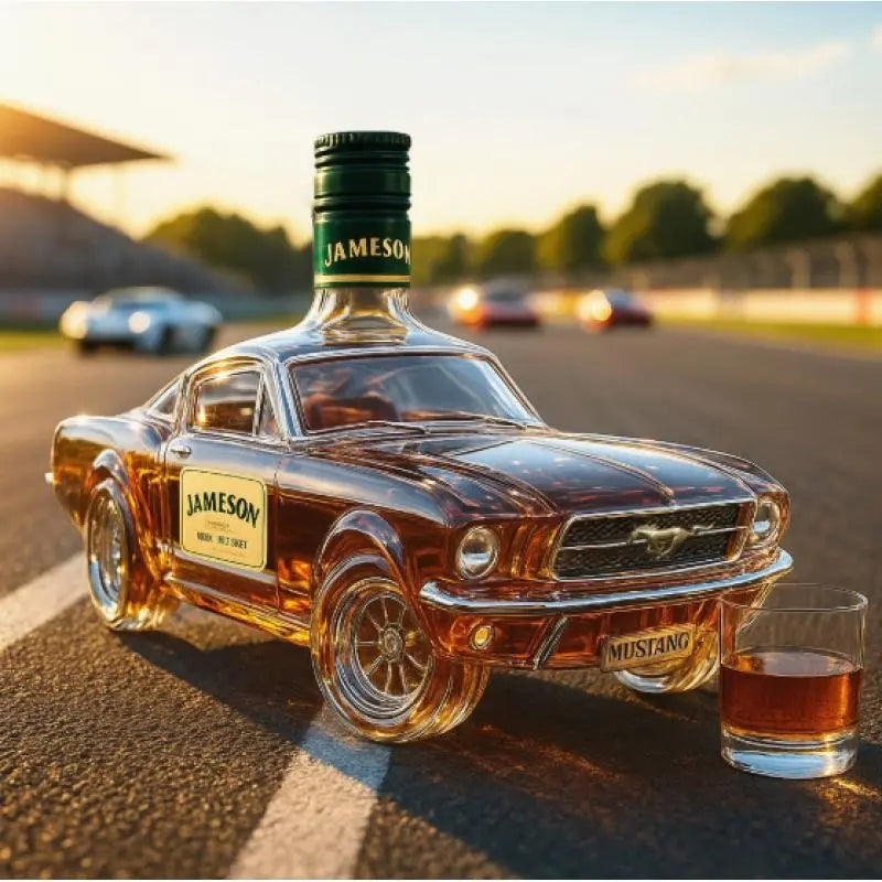 Creative Ford Mustang Whiskey Decanter, Glass Bottle in Car Shape, Perfect Gift for Men, Unique Whiskey Bottle Design