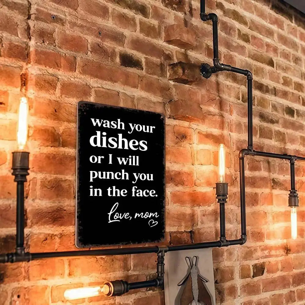 Funny 'Wash Your Dishes' Metal Tin Sign (8"x12") - Waterproof Matte Decor Gift