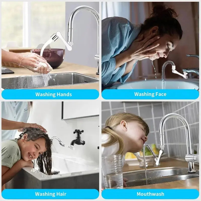 1440° Swivel Faucet Extender – Adjustable Brass Aerator Attachment for Kitchen & Bathroom Sink