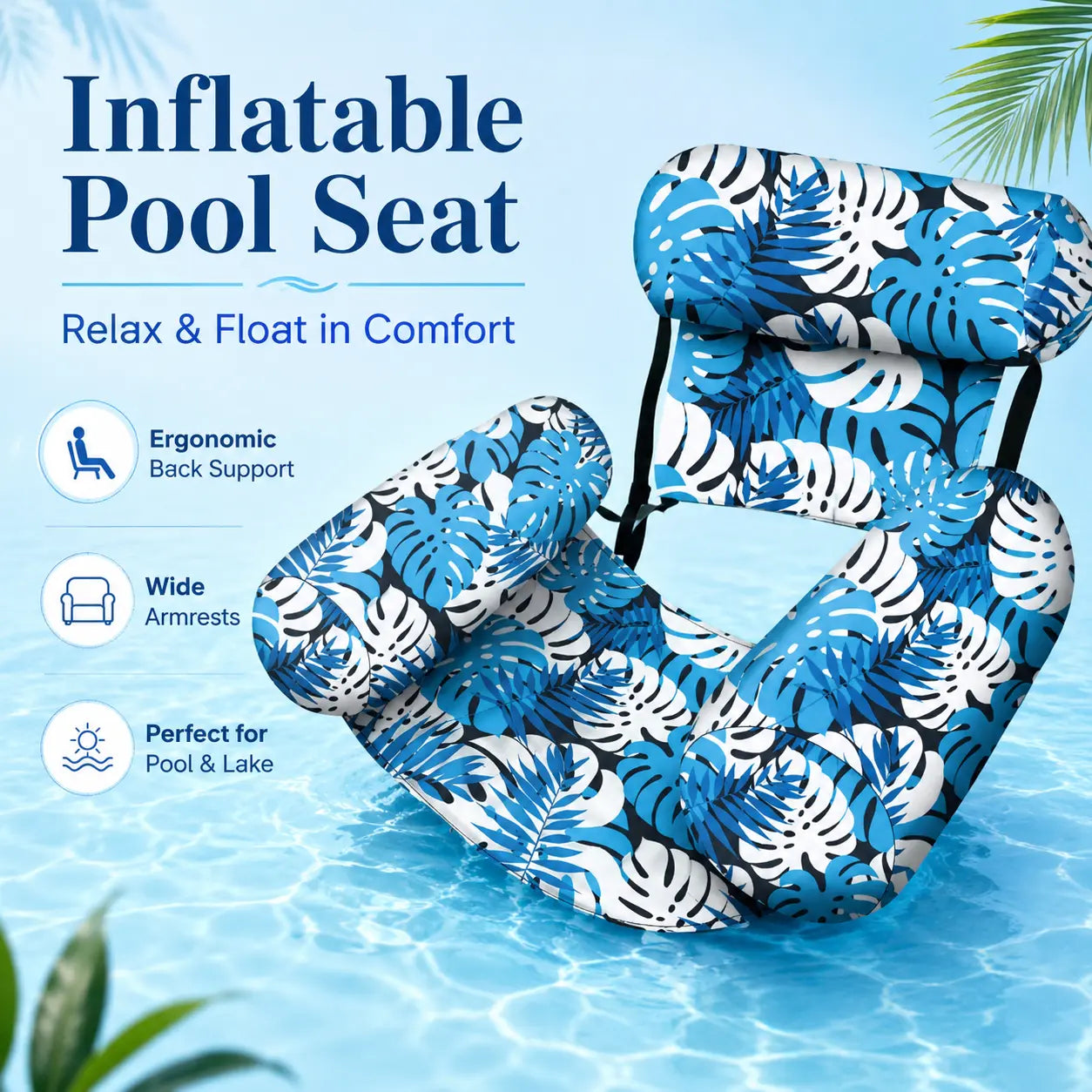 1/2 Pcs Inflatable Pool Float Lounge Chairs – Heavy Duty Adult Blow-Up Water Noodles