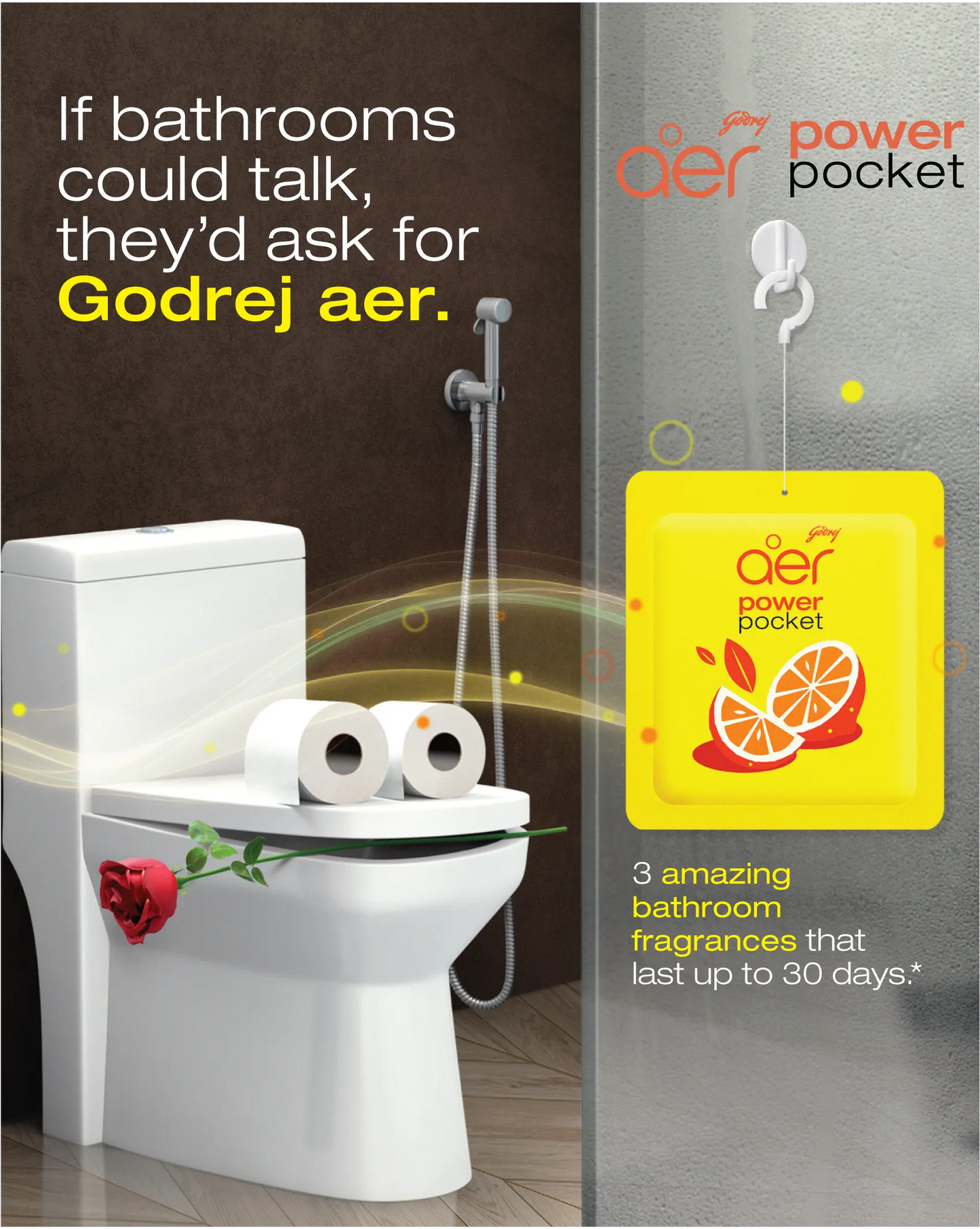 Godrej Aer Power Pocket Hanging Air Freshener, Assorted 5-Pack (Lemon, Rose, Fresh, Berry, Lavender)