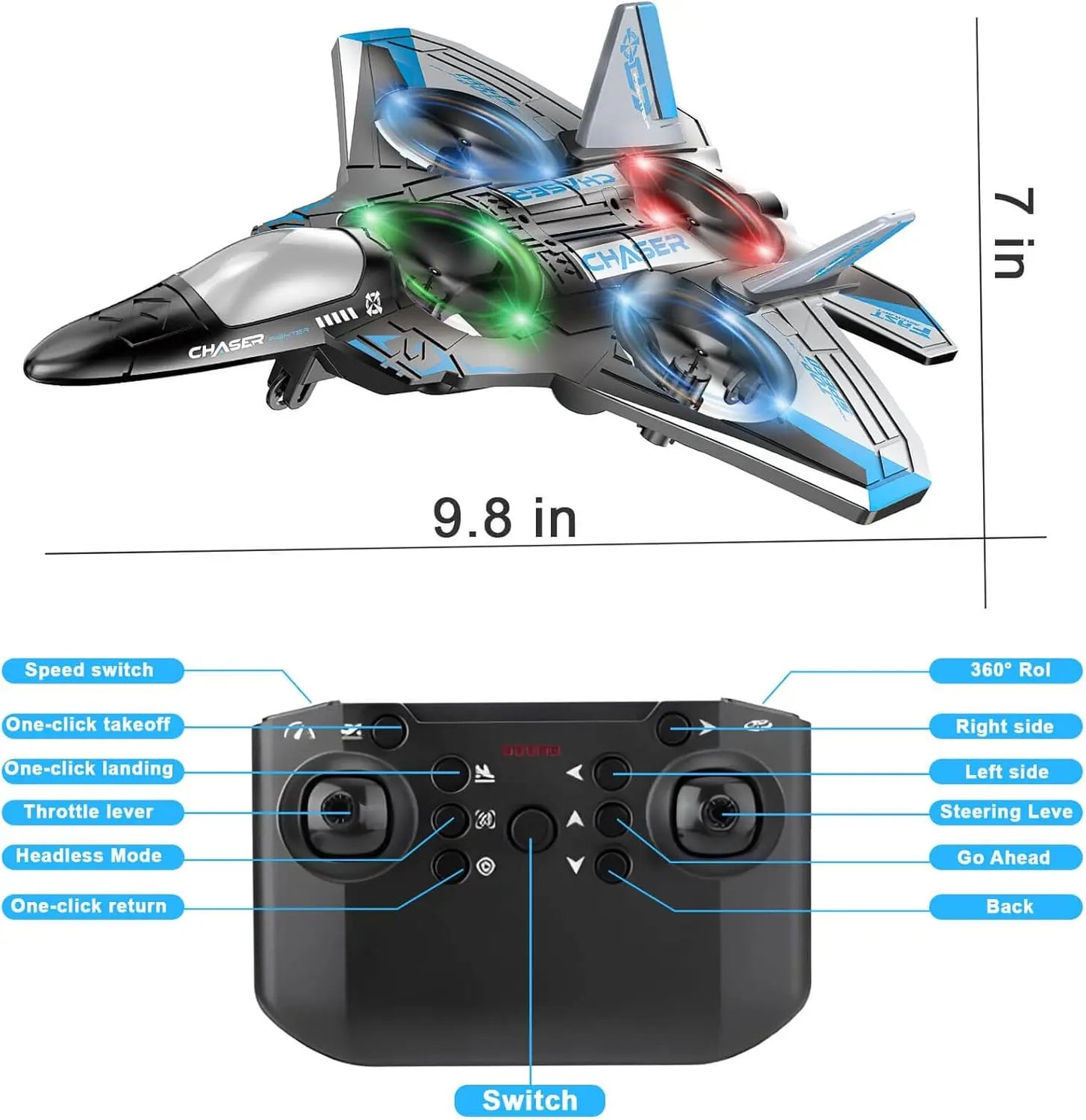 Remote Control Fighter Jet Toy with Stunt Flying Modes for Kids