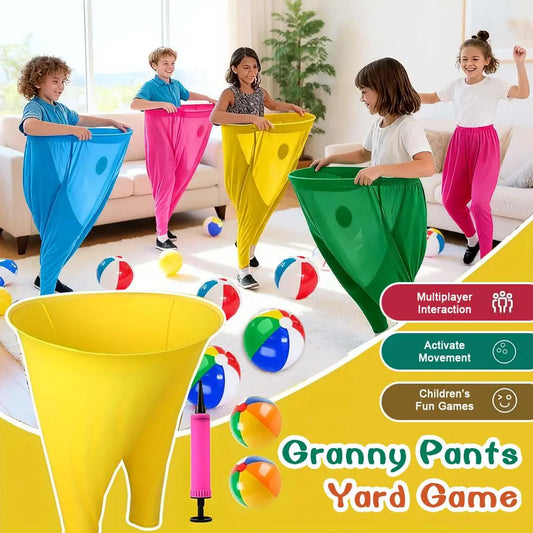 2PC Giant Oversize Granny Pants Toss Game Set with Bouncy Ball & Pump | Indoor/Outdoor Family Easter Party Gift for Kids