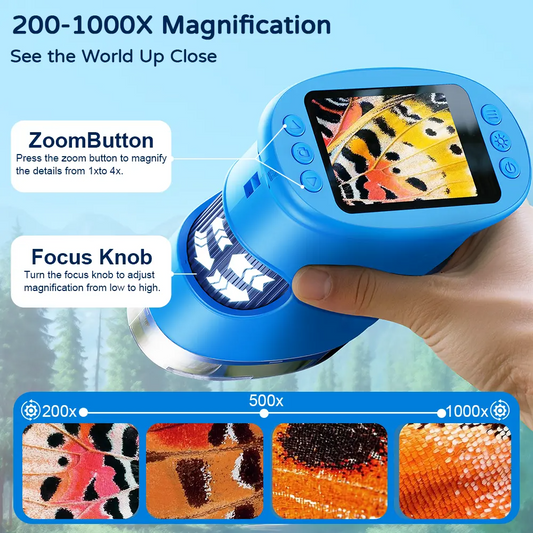 【2026 Upgrade】 1000X Handheld Microscope for Kids with 4K 2.0" Screen, Photo & Video Camera, Rechargeable and Portable, a Fun STEM Gift & Birthday Present for Ages 3+
