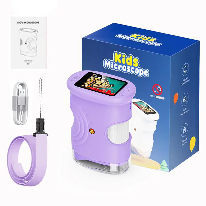【2026 Upgrade】 1000X Handheld Microscope for Kids with 4K 2.0" Screen, Photo & Video Camera, Rechargeable and Portable, a Fun STEM Gift & Birthday Present for Ages 3+