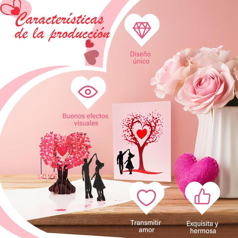 Pop Up Anniversary Card 3D Valentine's Day Card with Love Tree & Hearts Wedding Card for Wife Husband or Couple Romantic Gift for Anniversary Valentine's Birthday 6x8 inch