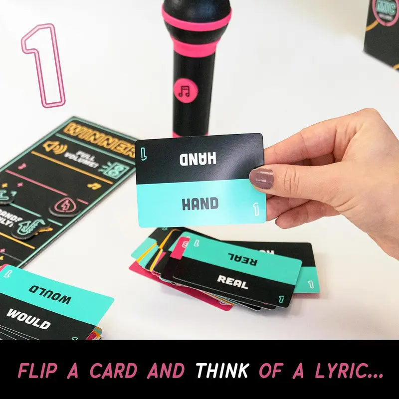 Grab The Mic Karaoke Party Game – Foam Microphone & 125 Cards Board Set