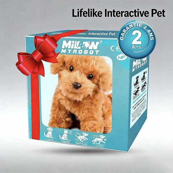 Lifelike Robotic Pup Plush Toy - Interactive Pet That Walks, Barks & Wags Tail, Cute Smart Toy for Kids & Adults,