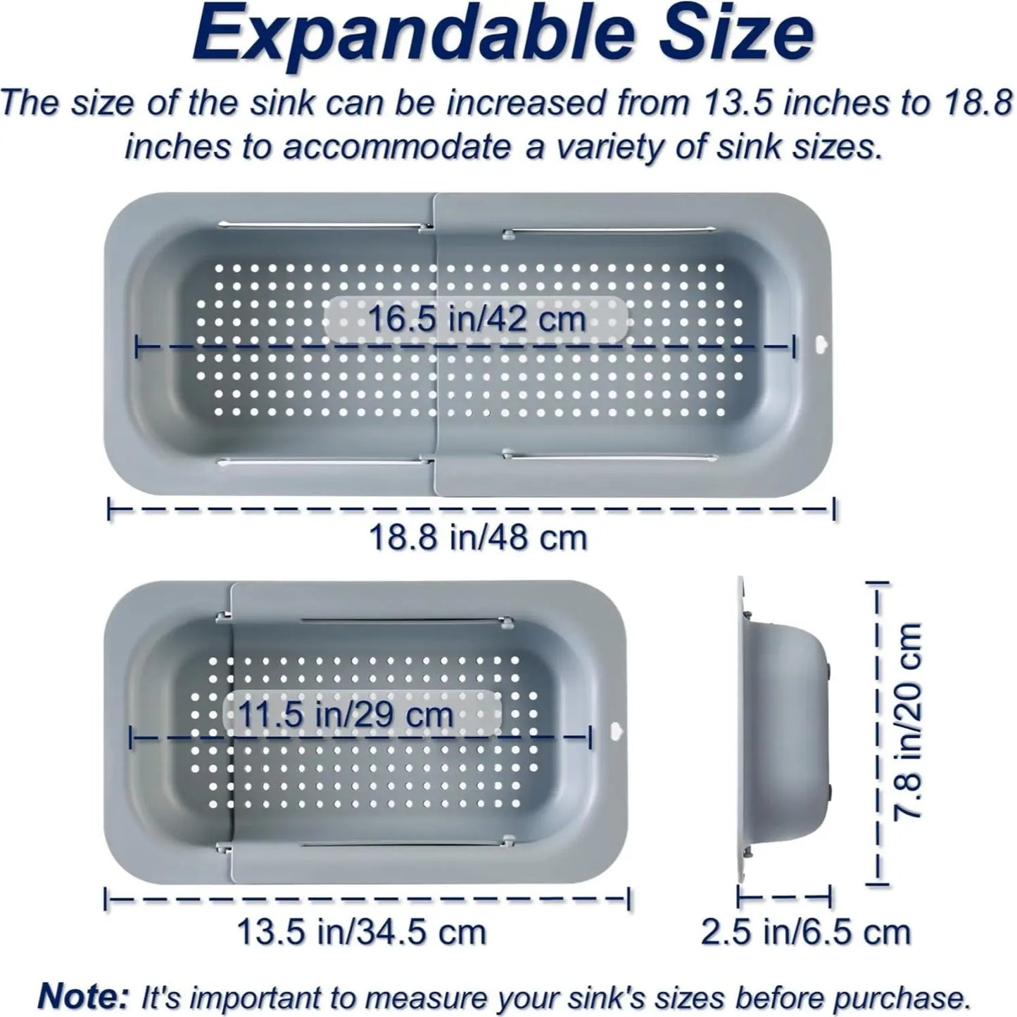 Collapsible Sink Colander Basket – Expandable Fruit & Vegetable Washing Strainer