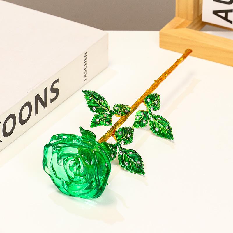 Elegant Glass Crystal Rose, Perfect for Valentine's Day, Mother's Day, Weddings, Decorative Desktop Display, Eternal Flowers