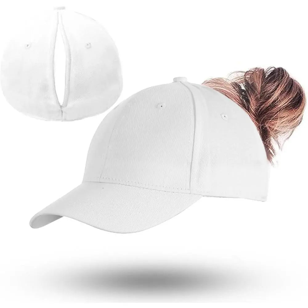 Magnetic Ponytail Baseball Cap – Adjustable Cotton Hat for Women