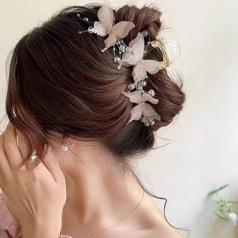 Women's Elegant Rhinestone Decorated Butterfly Design Hair Claw, Exquisite Trendy Hair Claw for Fall Festival, Fashionable Hair Accessories for Women & Girls, Birthday Gifts