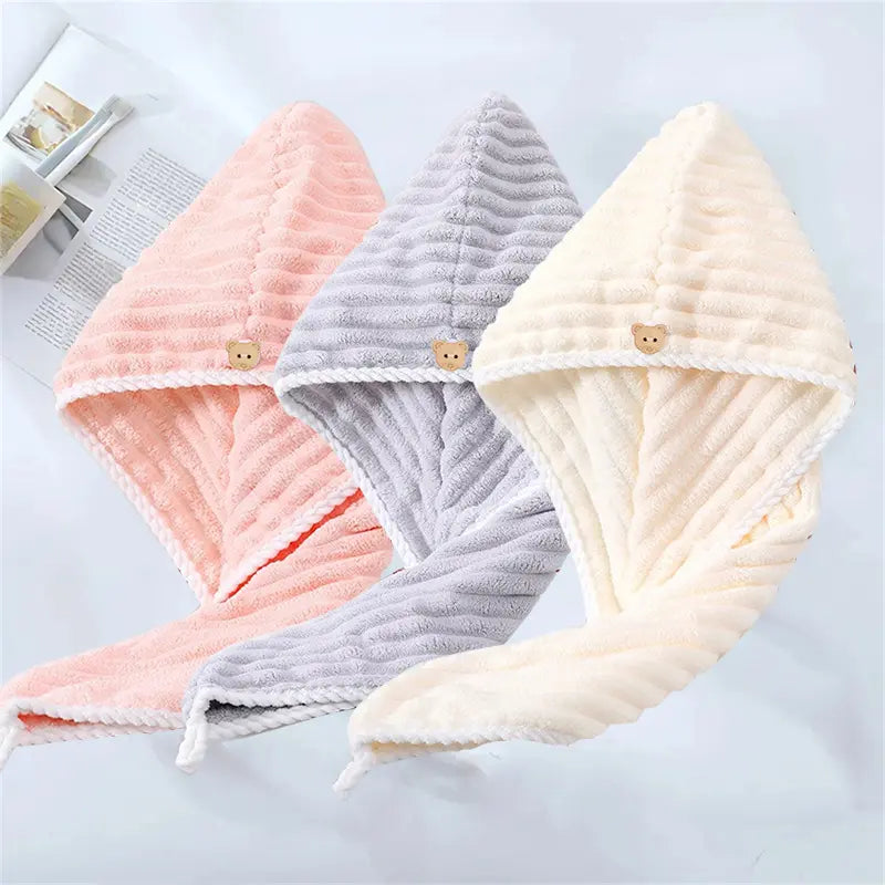 3 Pack Microfiber Hair Towels – Quick Dry Super Absorbent Hair Wraps