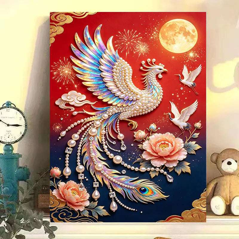 Fireworks Romantic Castle 5D Diamond Painting Kit – DIY Acrylic Round Bead Art Set