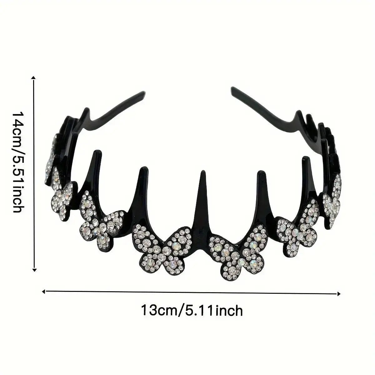 Wavy Crystal Butterfly Headband Set for Women (Non-Slip Hair Accessories)