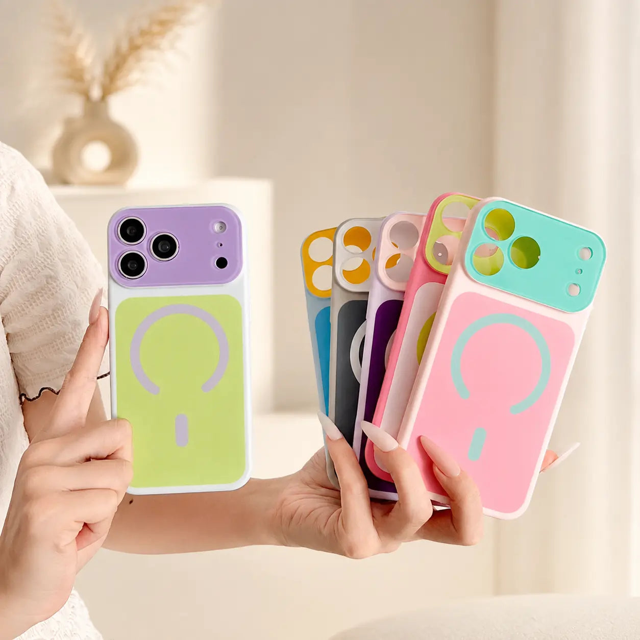 Dopamine Color Block MagSafe Case – Ultra-Slim Matte Hard PC Cover for iPhone 17 Pro Max