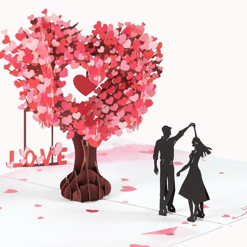 Pop Up Anniversary Card 3D Valentine's Day Card with Love Tree & Hearts Wedding Card for Wife Husband or Couple Romantic Gift for Anniversary Valentine's Birthday 6x8 inch