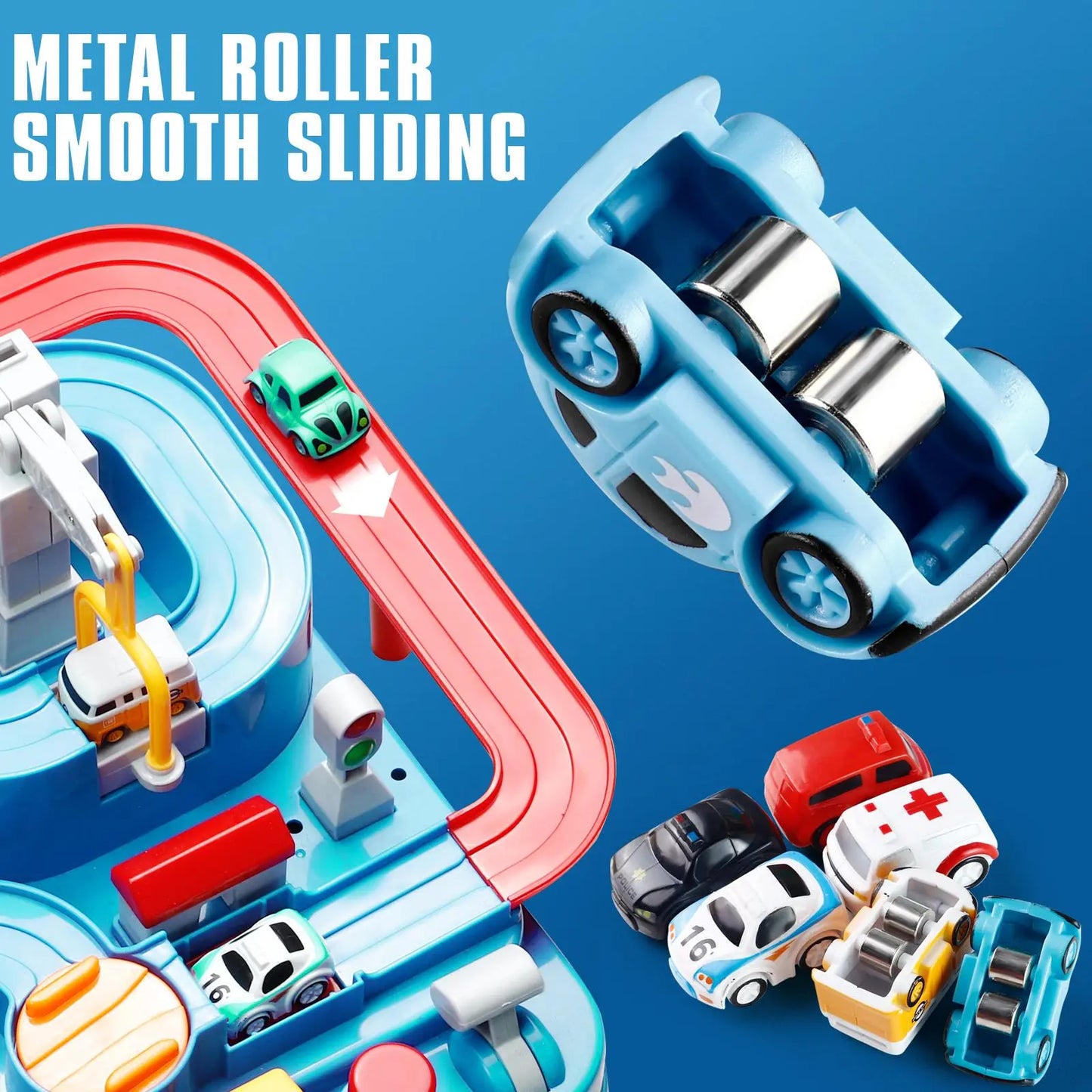 Kids Race Track Adventure Toy – Interactive Puzzle Track Playset with 6 Cars, Builds Thinking & Fine Motor Skills, Safe & Easy Assembly
