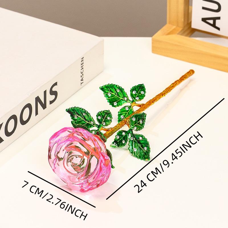 Elegant Glass Crystal Rose, Perfect for Valentine's Day, Mother's Day, Weddings, Decorative Desktop Display, Eternal Flowers