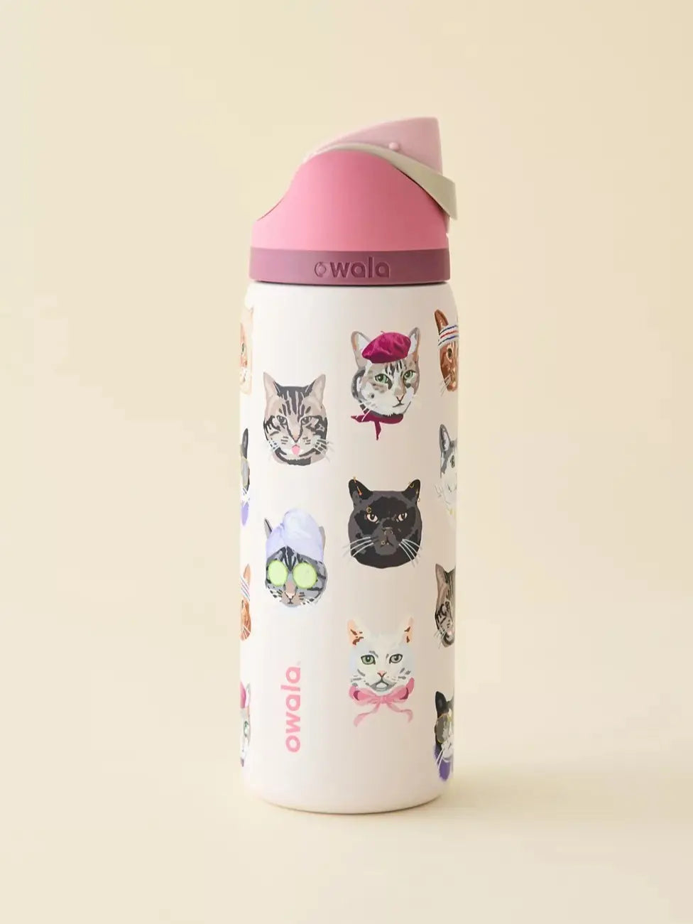 Cute Cat Collage 32 oz Insulated Stainless Steel Water Bottle with Straw