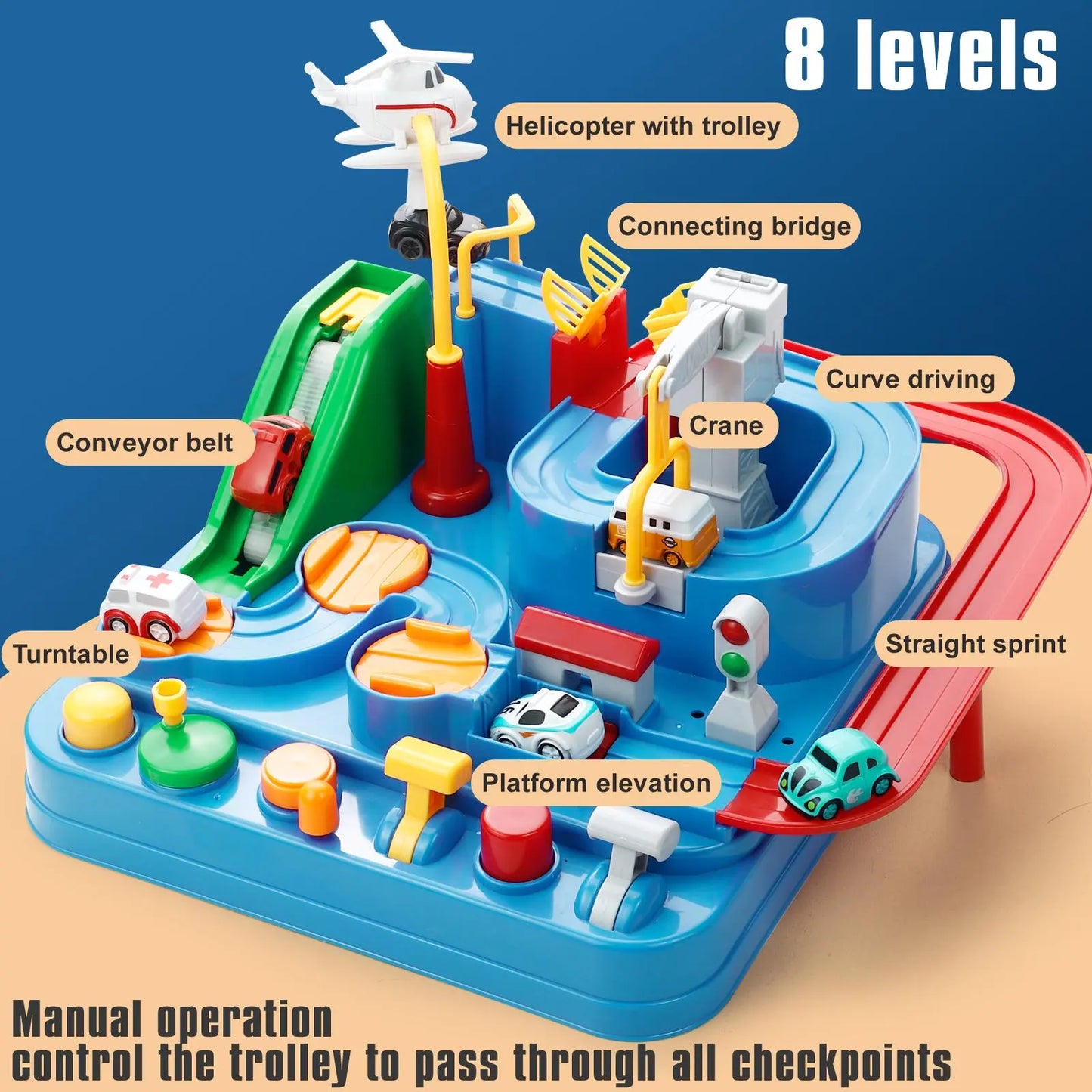 Kids Race Track Adventure Toy – Interactive Puzzle Track Playset with 6 Cars, Builds Thinking & Fine Motor Skills, Safe & Easy Assembly