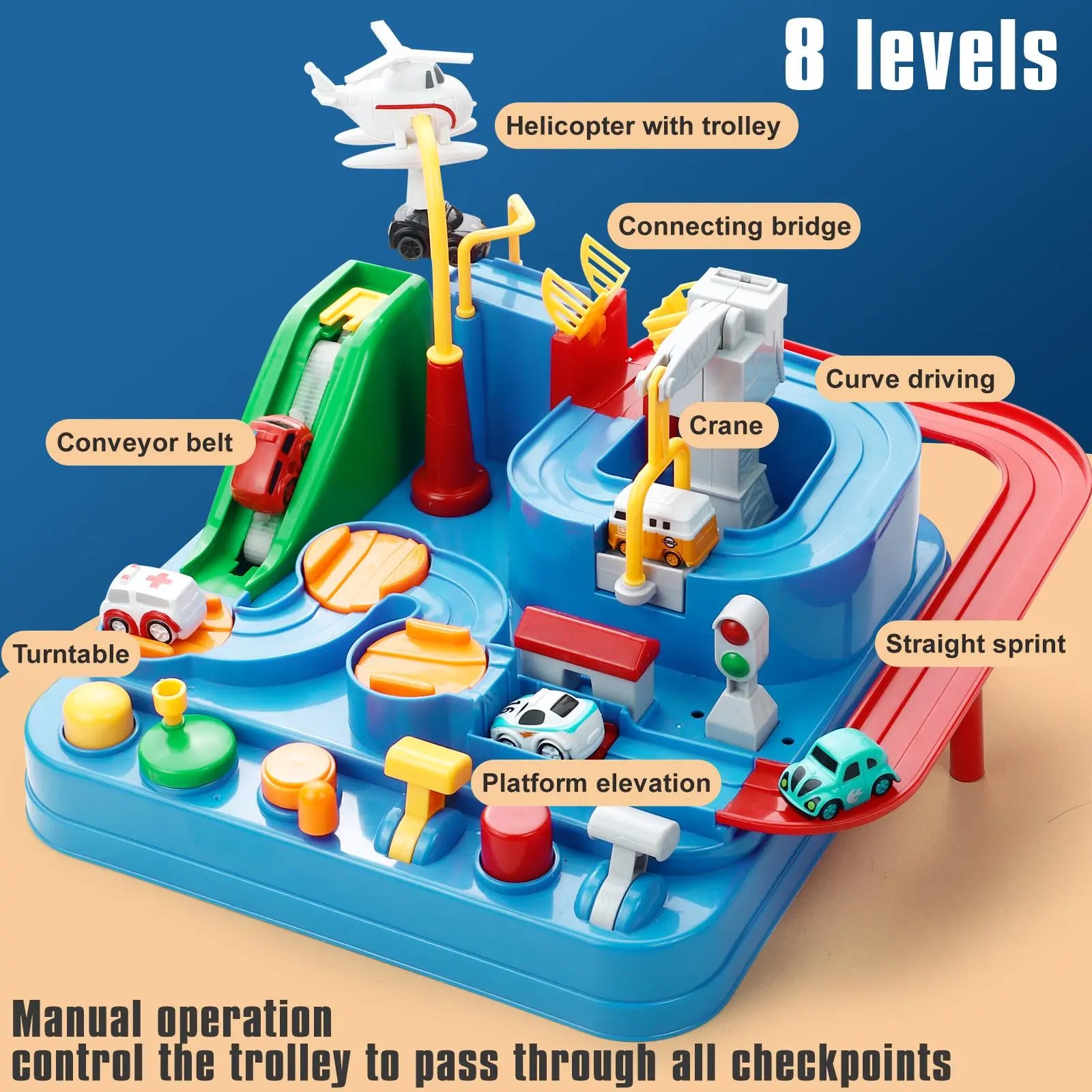 Kids Race Track Adventure Toy – Interactive Puzzle Track Playset with 6 Cars, Builds Thinking & Fine Motor Skills, Safe & Easy Assembly