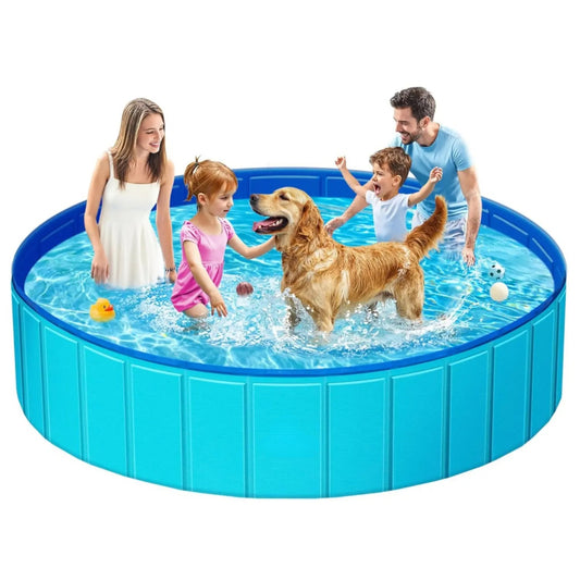Foldable Hard Plastic Dog Kiddie Pool & Pet Bath Tub - Portable Anti-Slip Swimming Pool for Indoor/Outdoor Use