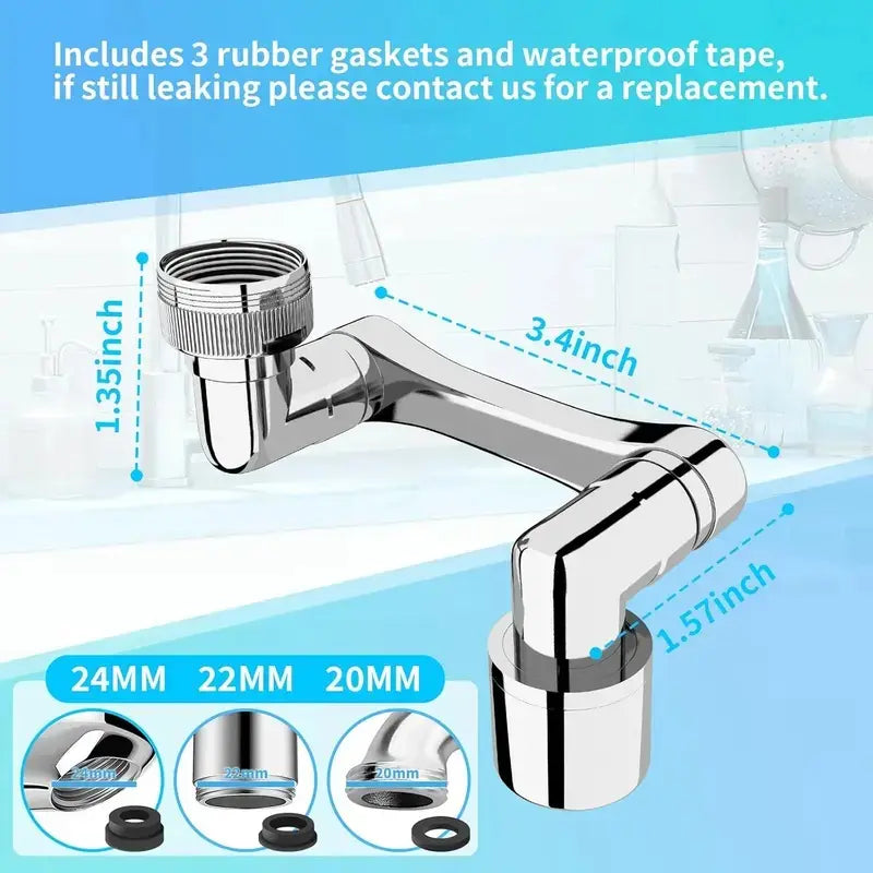 1440° Swivel Faucet Extender – Adjustable Brass Aerator Attachment for Kitchen & Bathroom Sink