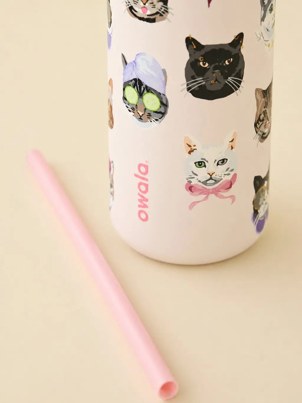 Cute Cat Collage 32 oz Insulated Stainless Steel Water Bottle with Straw