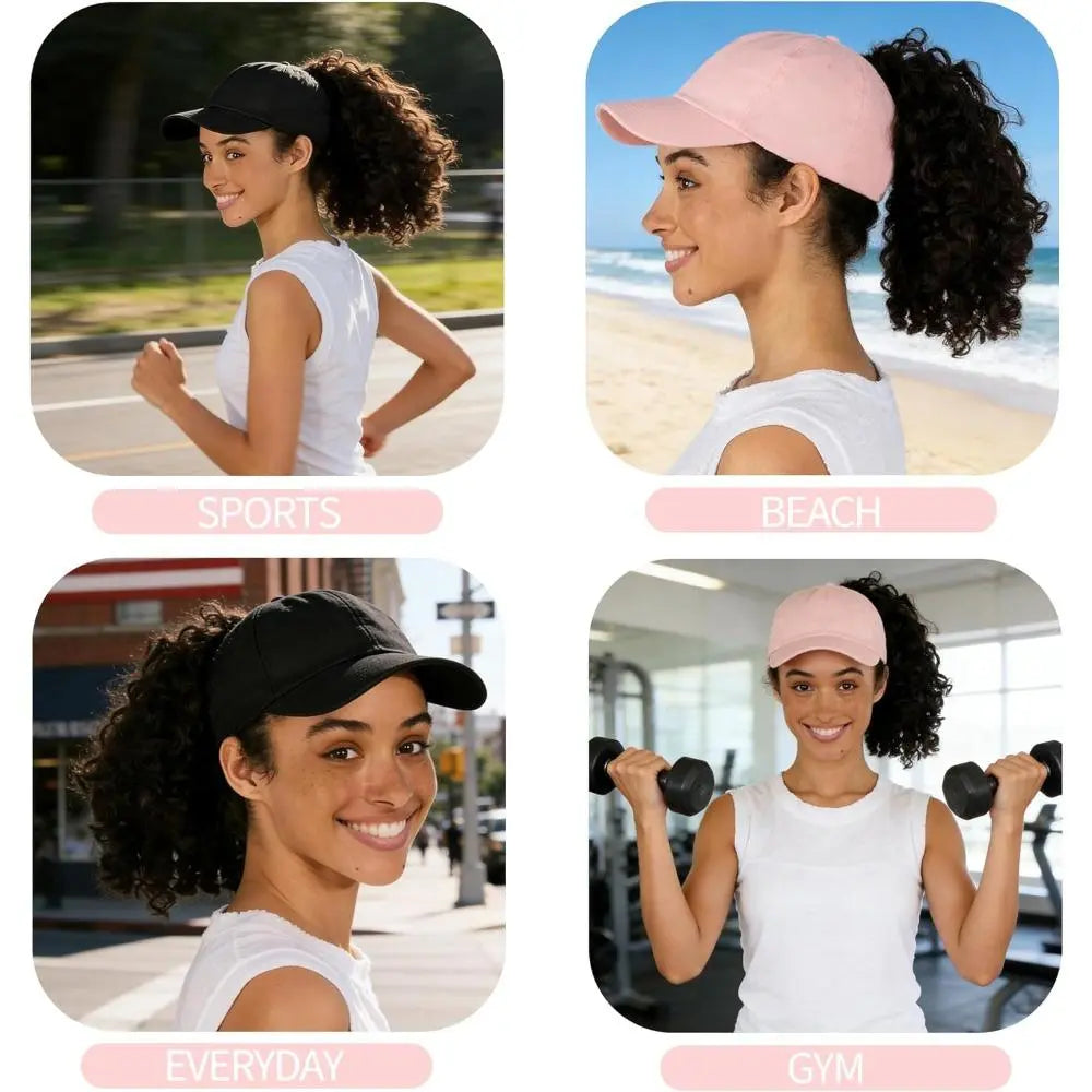 Magnetic Ponytail Baseball Cap – Adjustable Cotton Hat for Women