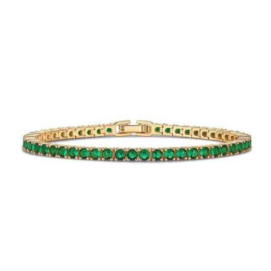 "Plated Turquoise Tennis Bracelet — Luxury Cubic Zirconia, Hypoallergenic"